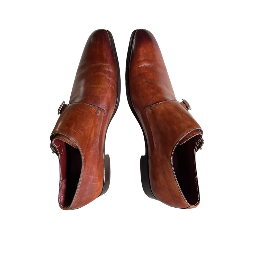 Magnanni Mens Double Monk Strap Leather Loafers Cognac Brown Made in Spain 10 M - Picture 6 of 8
